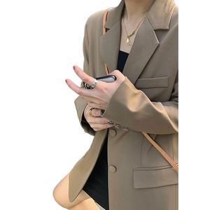 Jean Jacket for Ladies Spring Mixed Plaid Checks Women Blazer/ <strong>2022</strong> Splicing Denim Double Breasted, Office Wear - Product Image 3