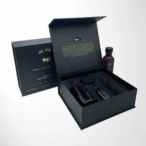 New Custom logo Luxury Magnetic Boxes Personal Care supplier Black Paper Cardboard Gift Box Packaging