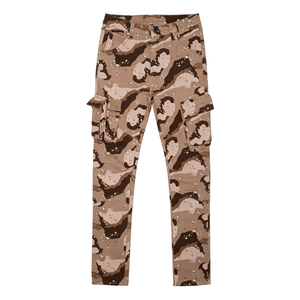 Pantalon cargo camouflage désert pour homme, coupe slim, extensible, multi-poches latérales, style streetwear hip-hop - Product Image 3