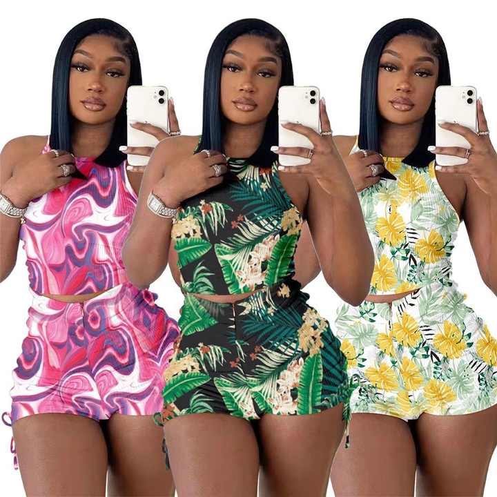 Conjunto De 2 Piezas De Lino Para Mujer | Camiseta Manga Corta Y Pantalones Holgados | Estampado Floral | Talla Grande