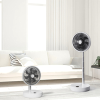 Ventilateur sur pied rechargeable 10000 mAh, en plastique, avec éclairage nocturne, hauteur réglable et rotation, idéal pour hôtel