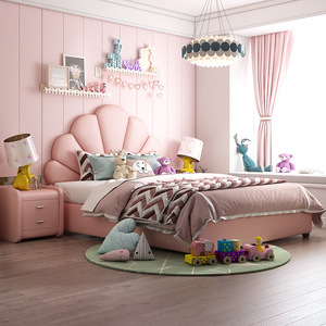 Mgb68 moderno semplice cartone animato sognante camera <span class=keywords><strong>da</strong></span> letto per ragazze in stile lusso in legno rosa chiaro letto per il soggiorno delle ragazze - Product Image 2