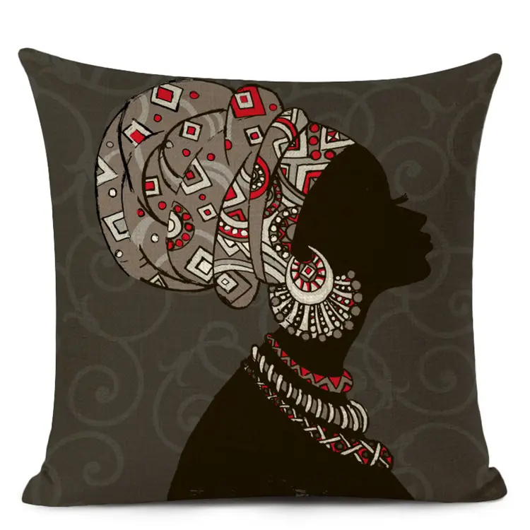 Americano africano chica bonita mujer negra lanzar fundas de almohada para casa sofá dormitorio decorativo 18x18 pulgadas Cojín cuadrado cubierta