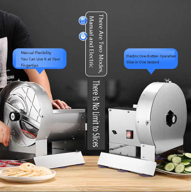 Commercial Electric Vegetable Slicer - 0-10mm Adjustable Desktop Food Processor