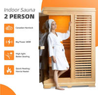 Sauna intérieur moderne personnalisé pour 2 personnes en bois de pruche canadien