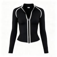 Haut de sport et de yoga ajusté pour femme, respirant, veste courte zippée avec col montant, vêtement de sport de course recyclable