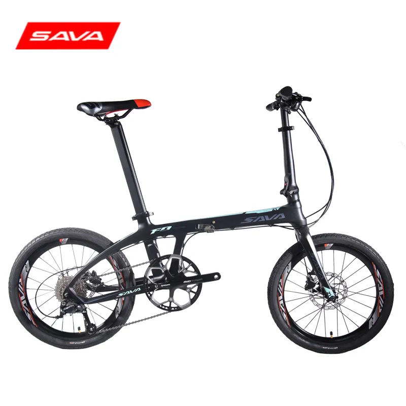 SAVA fabbrica all'ingrosso forcella in carbonio materiale 20 pollici 9 velocità bicicletta pieghevole in fibra di carbonio bicicletta pieghevole per adulto