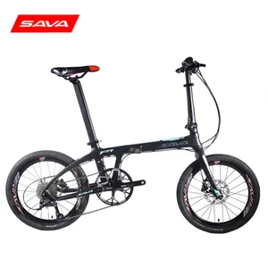 SAVA wholesale factory carbon Fork Material 20 inch 9 speed folding bike carbon fiber folding bicycle for adult