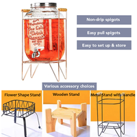 Jus Manson Jar Distributeur extérieur de boissons en verre avec support pour distributeur de boissons de fête avec robinet en acier inoxydable pour réfrigérateur