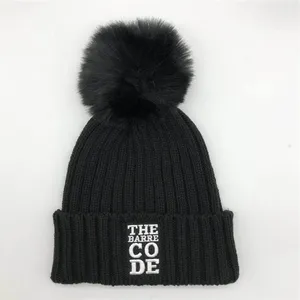 Gorro pom om personalizado, gorro de logotipo personalizado, liso, quente, com pelo, pom, feminino, de malha, para inverno, venda imperdível