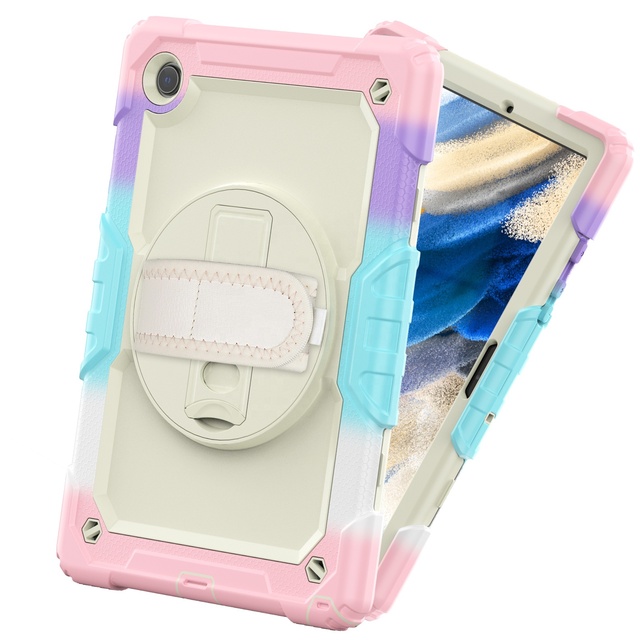 PC Silicone Tablet Case Cover for Samsung Galaxy Tab a 8inch T290/T295 Shockproof Case With Rotating Hand Strap&Stand