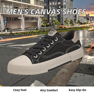 Autumn Fashionable Comfortable Breathable Vulcanized Sports Canvas Sneakers for <b>Men</b> Slip-On Rubber for <b>Summer</b> Spring Walking - Product Image 2