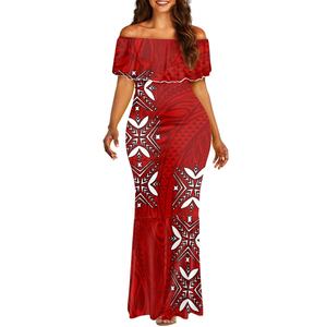 Vendita diretta all'ingrosso polinesiano <span class=keywords><strong>Elei</strong></span> tribale taglie forti donna Slim Maxi Dress Design personalizzato con motivo a isola pacifica - Product Image 4
