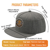 Casquette Heycap personnalisée classique vintage à visière plate en laine-acrylique, 5 panneaux, logo brodé, bicolore, pour homme, mode sport