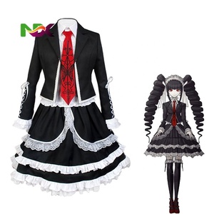 อะนิเมะดันกันรอนปะคอสเพลย์เครื่องแต่งกายเอโนชิมะ จุนโกะชุดเครื่องแบบเอโนชิมะ จุนโกะเครื่องแต่งกายกระโปรงสั้นวิกผมถักเปียหางคู่ - Product Image 4