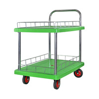 Carretilla de Plataforma de Dos Niveles Desmontable de Alta Calidad, Verde, Carretilla de Una Mano, Capacidad de Carga de 300 kg, 60*90 cm