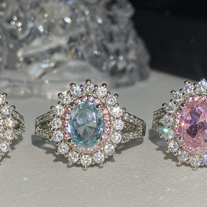 ライトラグジュアリーナチュラルストーンガーネット宝石ジュエリー女性用リング調整可能カラーガーネット宝石フルダイヤモンドリングMujer Del Anillo - Product Image 5