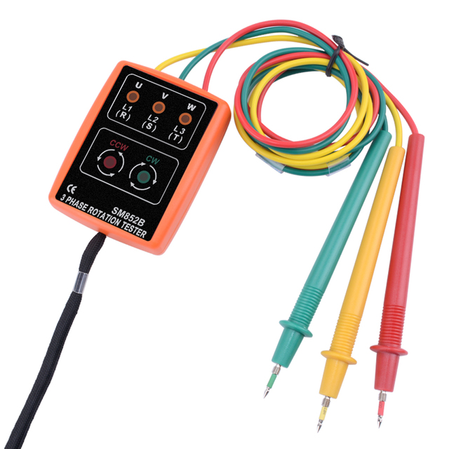 60V~600Vac Phase Sequence Tester Indicator 3 Phase Rotation Tester Digital Phase Indicator Detector LED Meter