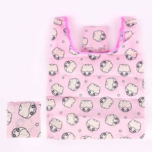 Customizable Expandable Foldable Washable Recyclable <b>Nylon</b> <b>Tote</b> Bag Cartoon Pattern Shoulder Strap Reusable for Shopping Use - Product Image 1