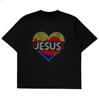Vente en gros usine : Transferts thermocollants en strass à motif chrétien pour T-shirt