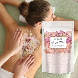 Banyo malzemeleri banyo tuzu nemlendirici beyazlatıcı gül banyo tuzları üreticileri özel etiket çanta