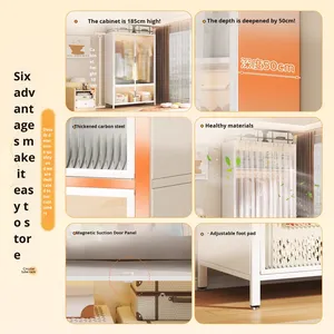 <span class=keywords><strong>Armario</strong></span> de Almacenamiento Multifuncional de Acero Moderno y Práctico, <span class=keywords><strong>Armario</strong></span> Combinado de Fácil Montaje para Dormitorio de Alquiler, Ahorro de Espacio para Ropa - Product Image 4