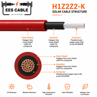 Cable Solar H1Z2Z2-K PV1-F ZZ-F de 6 mm², 4 mm², 10 mm² V1500DC - Cobre Estañado - Aislamiento XLPO de Doble Capa - Cable de CC para Paneles Solares