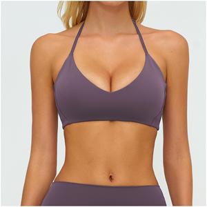 Sujetador deportivo de secado rápido con diseño de corsé, espalda hueca y hermosa, ideal para gimnasio, estilo moderno, con tirantes halter seguros, para correr. - Product Image 4