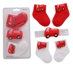 100% Cotton Baby Casual Wrist Strap Socks with Hand Strap Rattle Breathable Design for Summer Season