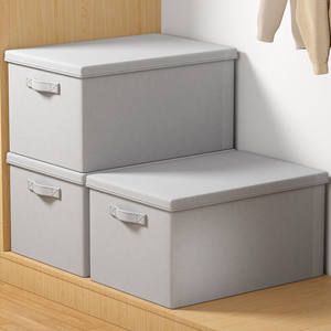 Caja organizadora de ropa, caja de almacenamiento rectangular de tela no tejida de color sólido con tapa para ropa, pantalones, calcetines, ropa interior, lencería - Product Image 4