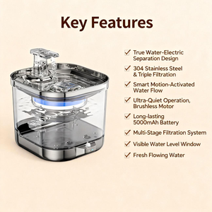 OEM 2L Intelligenter Sensor Kabelloser Haustier-Wasserbrunnen Batteriebetriebener Automatischer Katzen- und Hundewasserspender - Product Image 6
