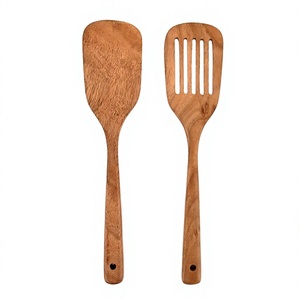 Custom <b>Wooden</b> Spatula Set Slotted Turner and Soup Spoon Utensil Kit Eco-Friendly Restaurant Kitchen Tools - Product Image 2