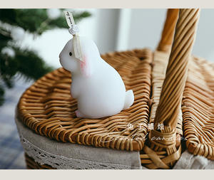 FLORESCENCE hecho a mano encantador conejo de orejas caídas perfumado velas de <span class=keywords><strong>cera</strong></span> de soja hermosa boda cumpleaños decoración - Product Image 6