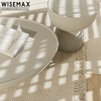 Mobilier WISEMAX : Table Basse Blanche Moderne pour Salon, Table Basse Ronde Nordique en Béton Style Industriel pour la Maison