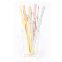Paille en silicone réutilisable pliable et flexible pour enfants avec étui, personnalisable