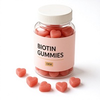 Gommes à la biotine, complément de vitamine B7, forme de cœur, rose, complément alimentaire à mâcher, 60 unités, étiquette privée OEM