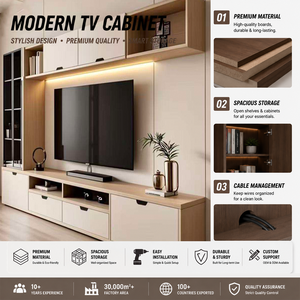 Meuble TV en bois avec tiroirs et étagères, léger, pour salon, en bois écologique, meuble de rangement pour divertissement - Product Image 6