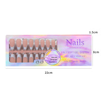 150 faux ongles en acrylique souple à couverture complète, forme amande, longueur moyenne, faits à la main, style français, avec colle