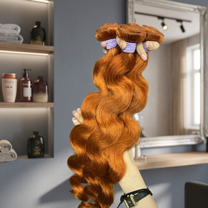 Extensions de cheveux humains indiens Remy double trame, ondulés, couleur auburn, tissage en vrac, double trame machine - Product Image 3