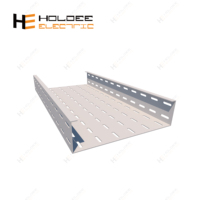 HOLDEE Plateau de câblage perforé en acier à bord simple sur mesure 200x50mm (LxH), 1,0mm, 3mL