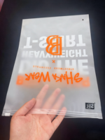 Sacs d'emballage pour vêtements biodégradables avec logo personnalisé en relief, fermeture éclair, 100 pièces, pochettes en plastique EVA givré recyclé, expédition de vêtements
