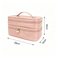 Sac isotherme de luxe rose grande capacité pour femme avec logo personnalisé OEM, sac à déjeuner double en PU avec serrure