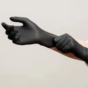 9 inç 4.5g tek kullanımlık nitril koruyucu eldiven su geçirmez siyah nitril eldiven dövme tek kullanımlık nitril eldiven tozsuz