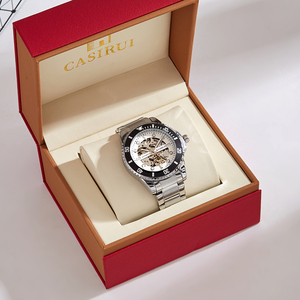 自動メカニカルシルバートーン腕時計Tourbillonムーブメントミネラルガラスケースクロノグラフステンレススチール22mmビジネス - Product Image 6