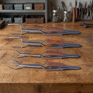 SUNTOOLS/STIPL Pince à épiler en acier inoxydable avec manche en bois, lot de 4, pour la fabrication et le sertissage de bijoux - Product Image 5