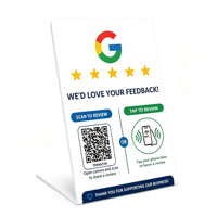 Plaque d'affichage Google Review NFC en PVC avec code QR pour comptoir, idéale pour les demandes de commentaires clients et la réception des services commerciaux