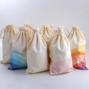 Custom Canvas Cotton Drawstring Shoe Bag Gift Bag Dust Bags With Logo Print