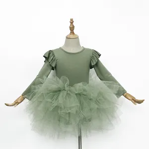 Hot designs baby black ballet tutu autumn winter kids clothes fully dress child