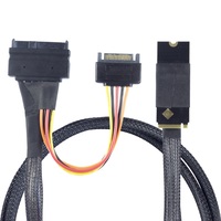 Câble interne pour serveur Mini-SAS HD SFF-8643 8i vers U.2 SFF-8639 avec faisceau de connecteurs d'alimentation SATA 15 broches L=0,8M