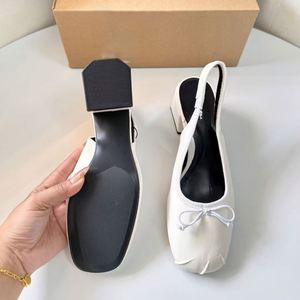 Chaussures pour femmes, talons hauts blancs à talon apparent, décoration nœud, sandales décontractées Mary Jane - Product Image 4